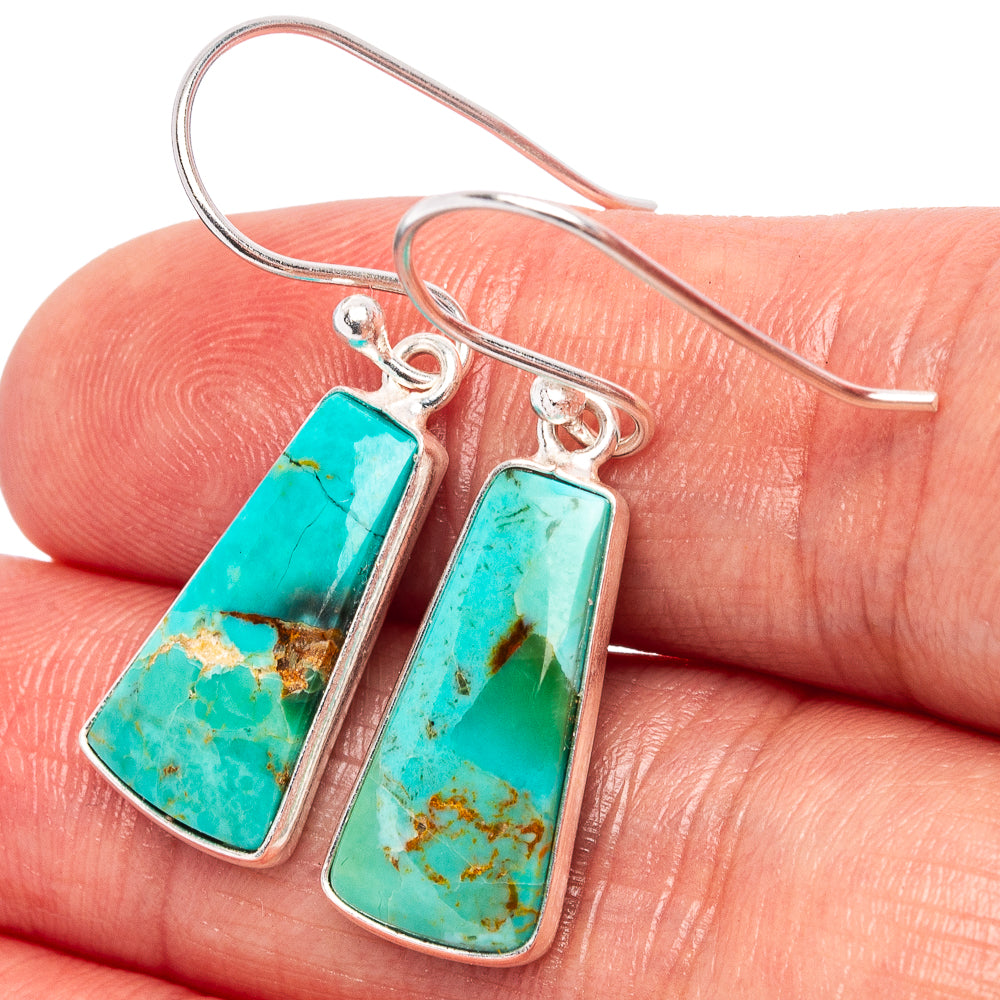 Mohave Turquoise Earrings 1 3/8" (.925 Sterling Silver)