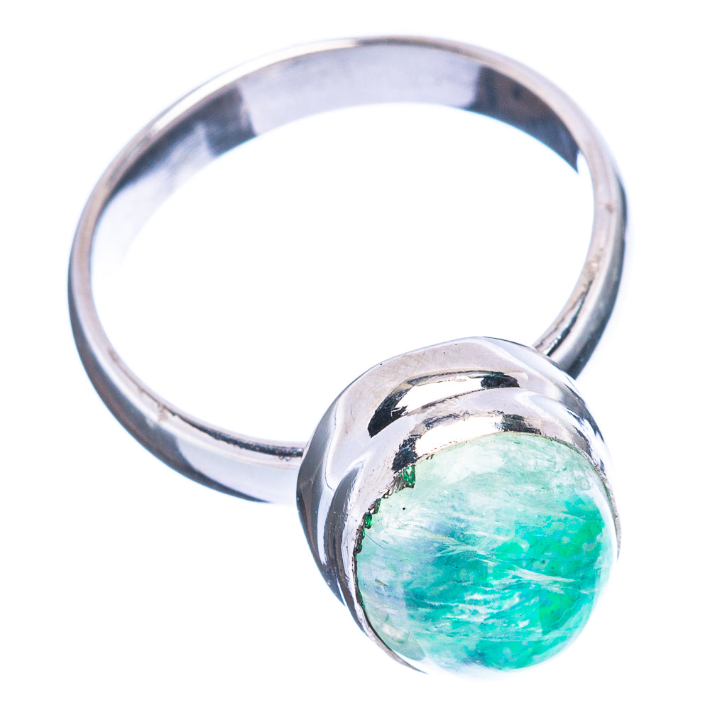 Green Moonstone Ring Size 6.5 (925 Sterling Silver) R3711