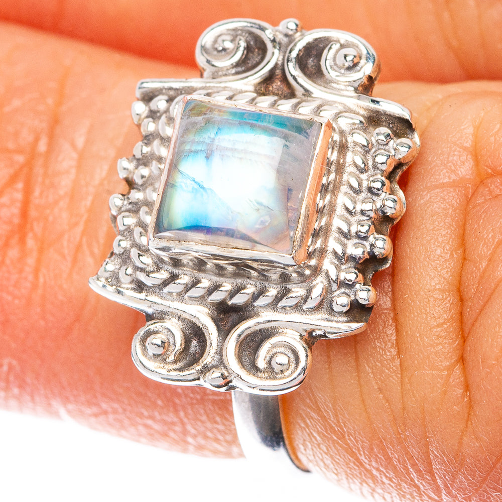 Rainbow Moonstone Dainty Ring Size 4.75 (925 Sterling Silver) R145059