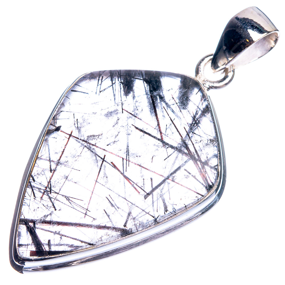 Tourmalinated Quartz 925 Sterling Silver Pendant 1 3/4"