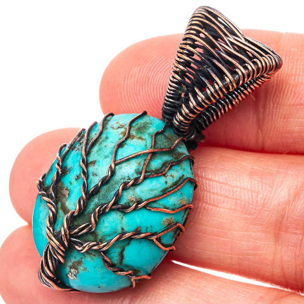 Turquoise Tree of Life Pendant 1 5/8" (Oxidized Copper)