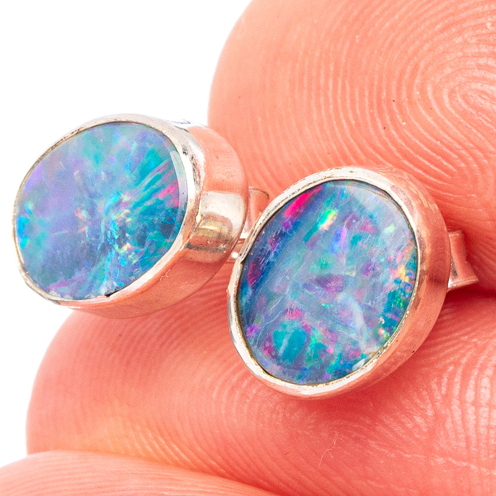 Rare Doublet Opal Earrings 3/8" (925 Sterling Silver) E2667