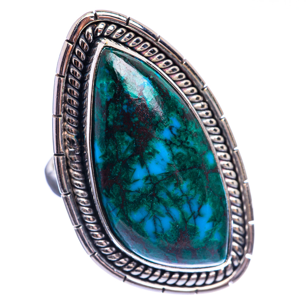 Large Chrysocolla 925 Sterling Silver Ring Size 6