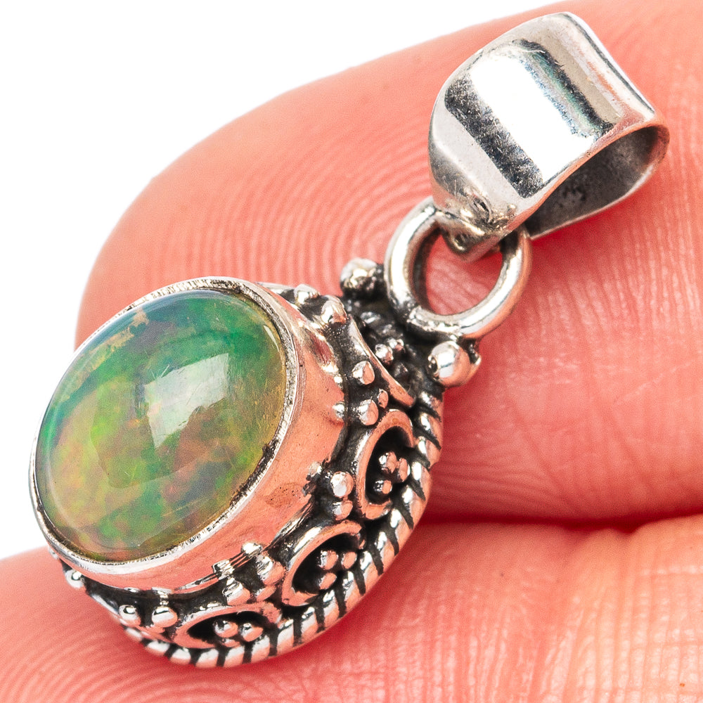 Rare Ethiopian Opal Pendant 7/8" (925 Sterling Silver) P42887
