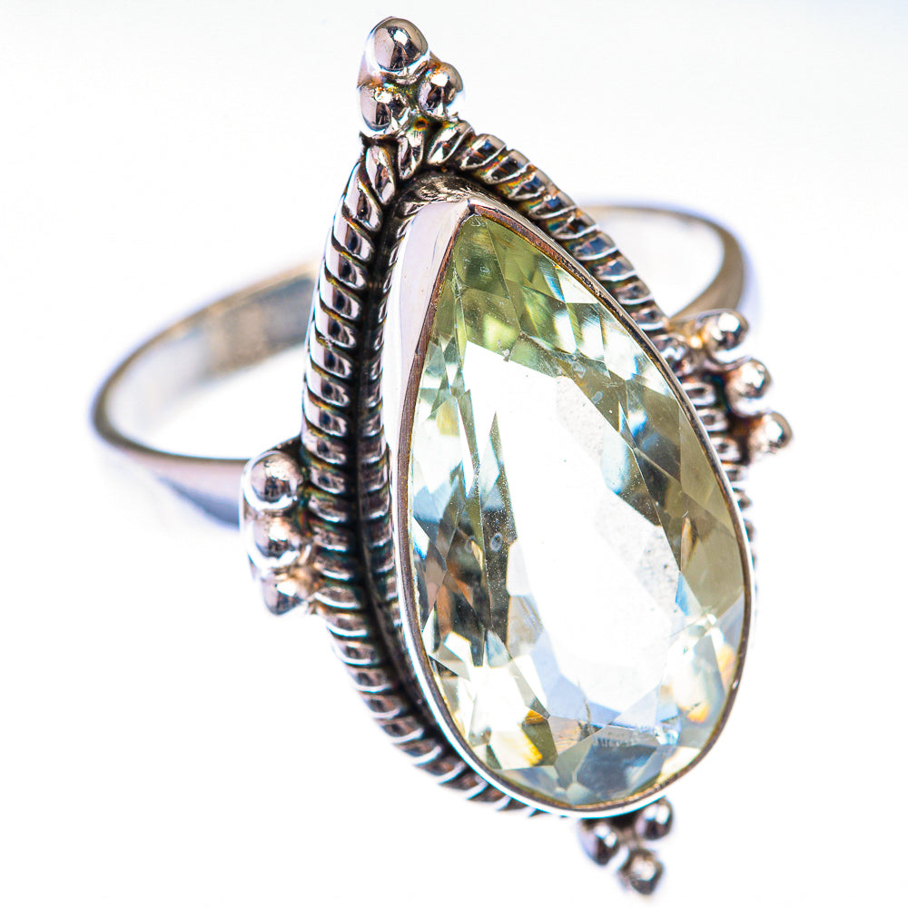 Faceted Green Amethyst Ring Size 11.75 (925 Sterling Silver) RING139918