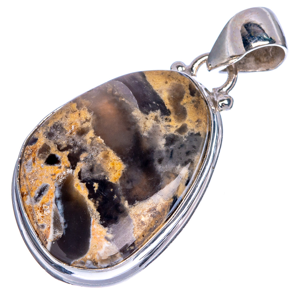 Tiger Dendritic Agate Pendant 1 3/8" (925 Sterling Silver) P40723