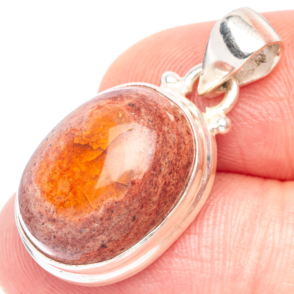 Rare Mexican Fire Opal Pendant 1 1/8" (925 Sterling Silver) P44227