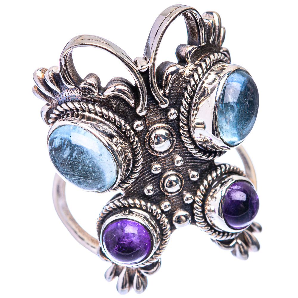 Large Aquamarine, Amethyst Ring Size 7.5 (925 Sterling Silver) R141474