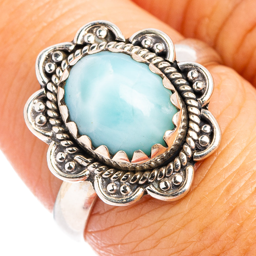 Rare Larimar Ring Size 7.5 (.925 Sterling Silver)