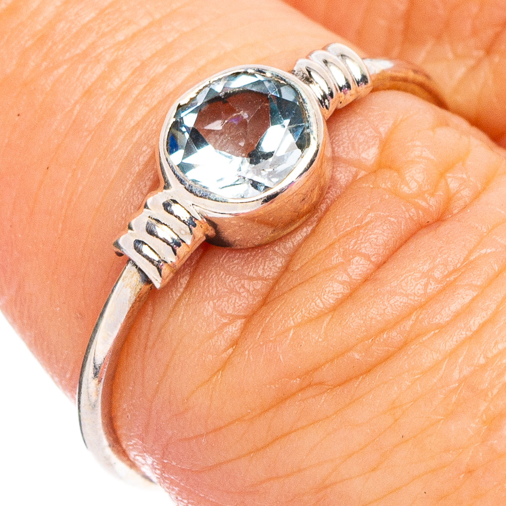 Dainty Blue Topaz Ring Size 6.75 (.925 Sterling Silver)