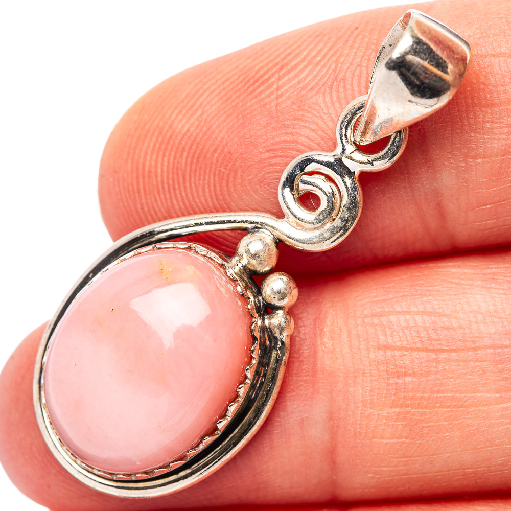 Pink Opal Pendant 1 5/8" (.925 Sterling Silver)