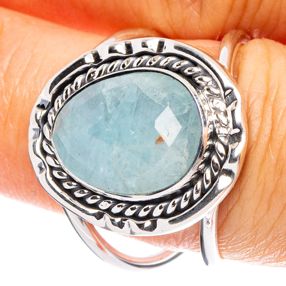 Aquamarine 925 Sterling Silver Premium Ring Size 7.75 (925 Sterling Silver) R6531