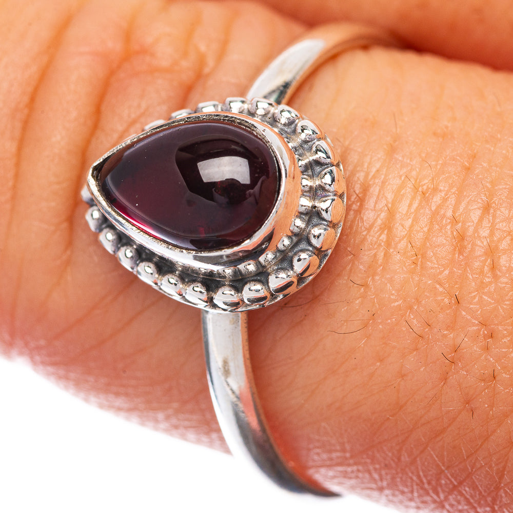 Garnet Dainty Ring Size 9.25 (925 Sterling Silver) R145182