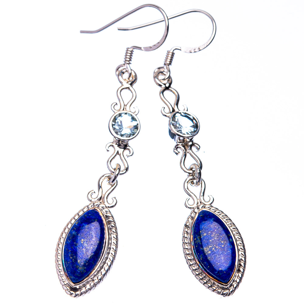 Premium Lapis Lazuli, Blue Topaz Earrings 2 1/4" (925 Sterling Silver) E432357