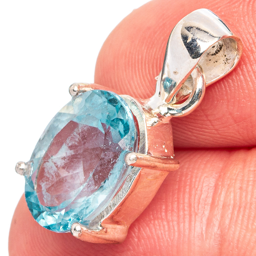 Faceted Blue Topaz Pendant 1" (.925 Sterling Silver)