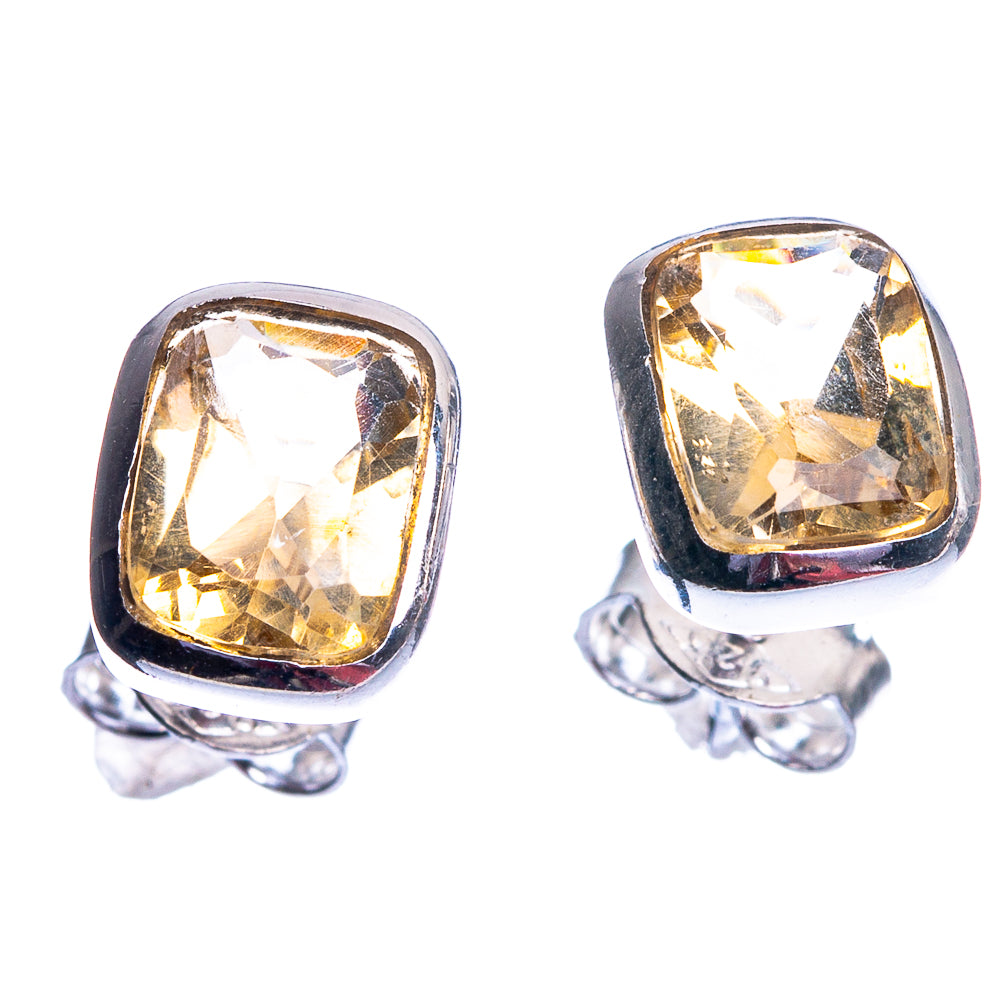 Faceted Citrine Dainty Earrings 3/8" (925 Sterling Silver) E432500