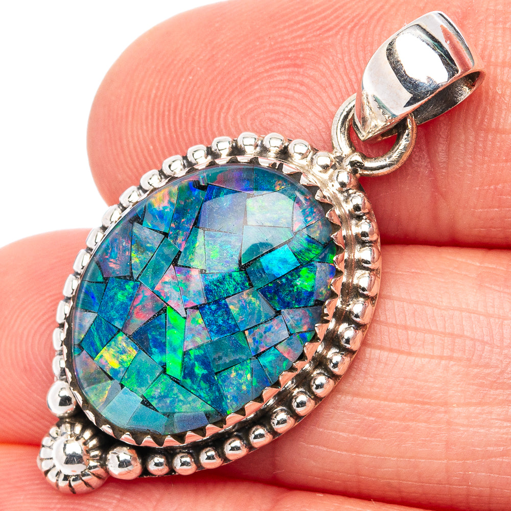 Rare Triplet Opal Pendant 1 3/8" (.925 Sterling Silver)
