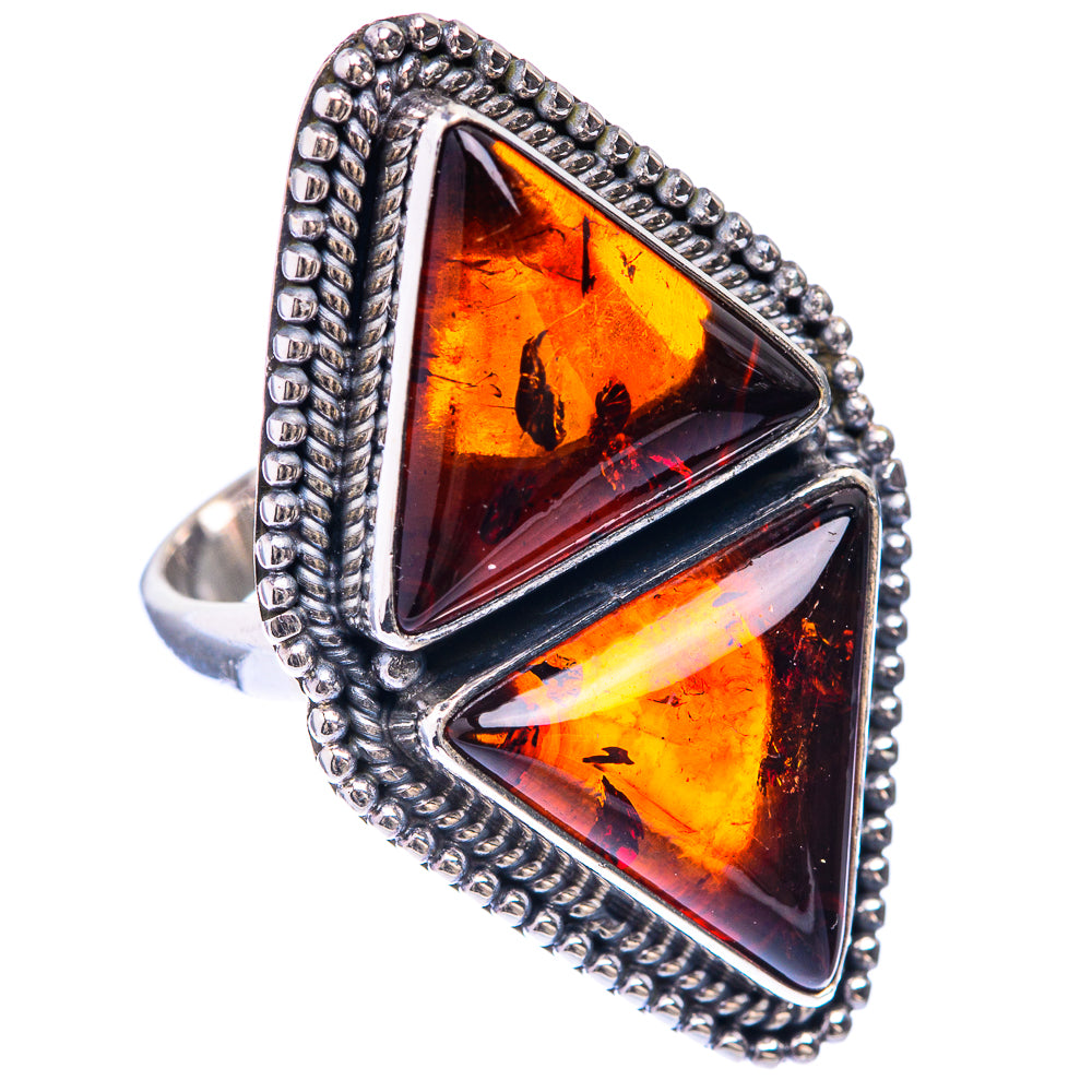 Large Baltic Amber Ring Size 6 (925 Sterling Silver) R141406