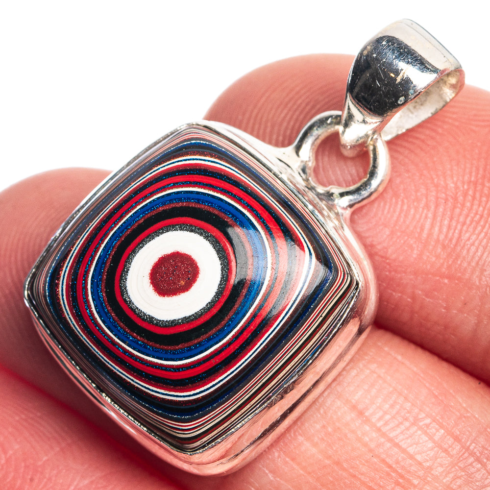 Fordite Pendant 1 1/8' (925 Sterling Silver) P39734