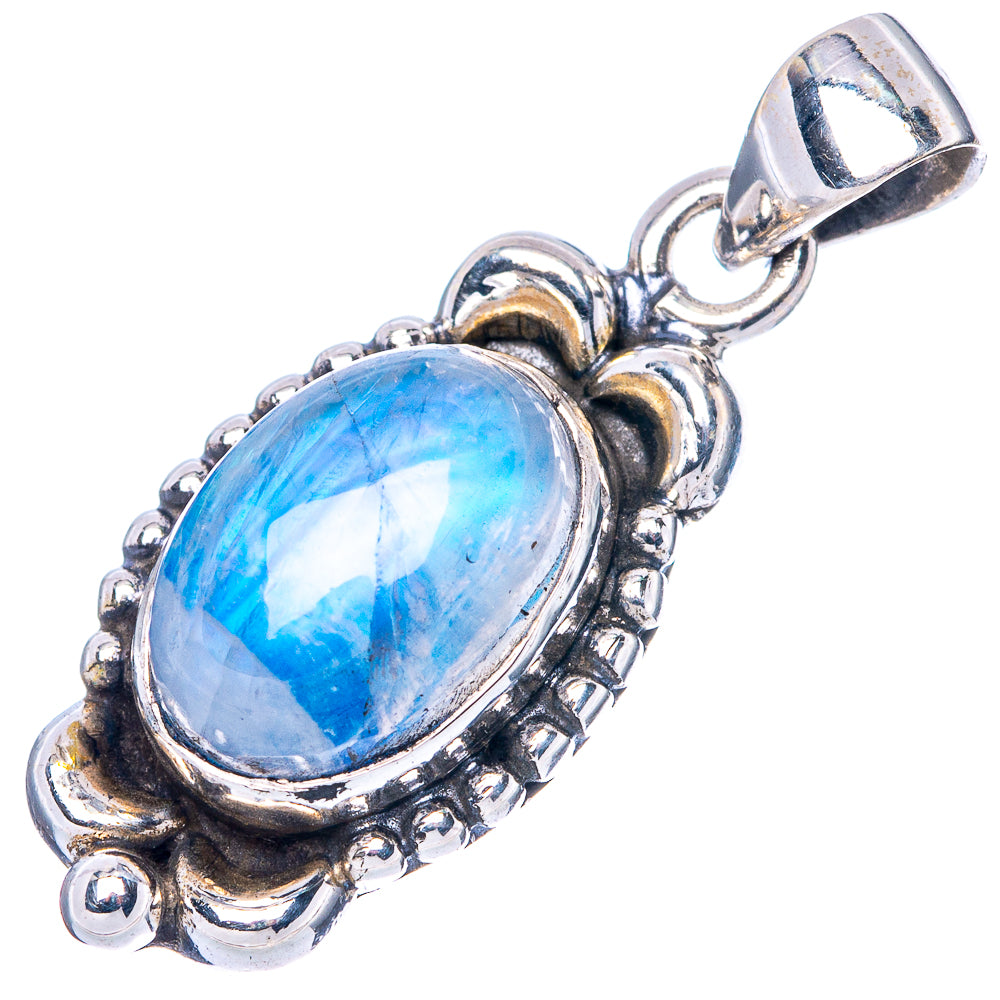 Rainbow Moonstone Pendant 1 1/4" (925 Sterling Silver) P42480