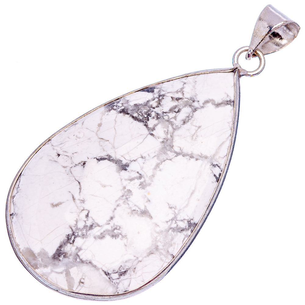 Howlite Pendant 2 1/4" (Silver Plated)