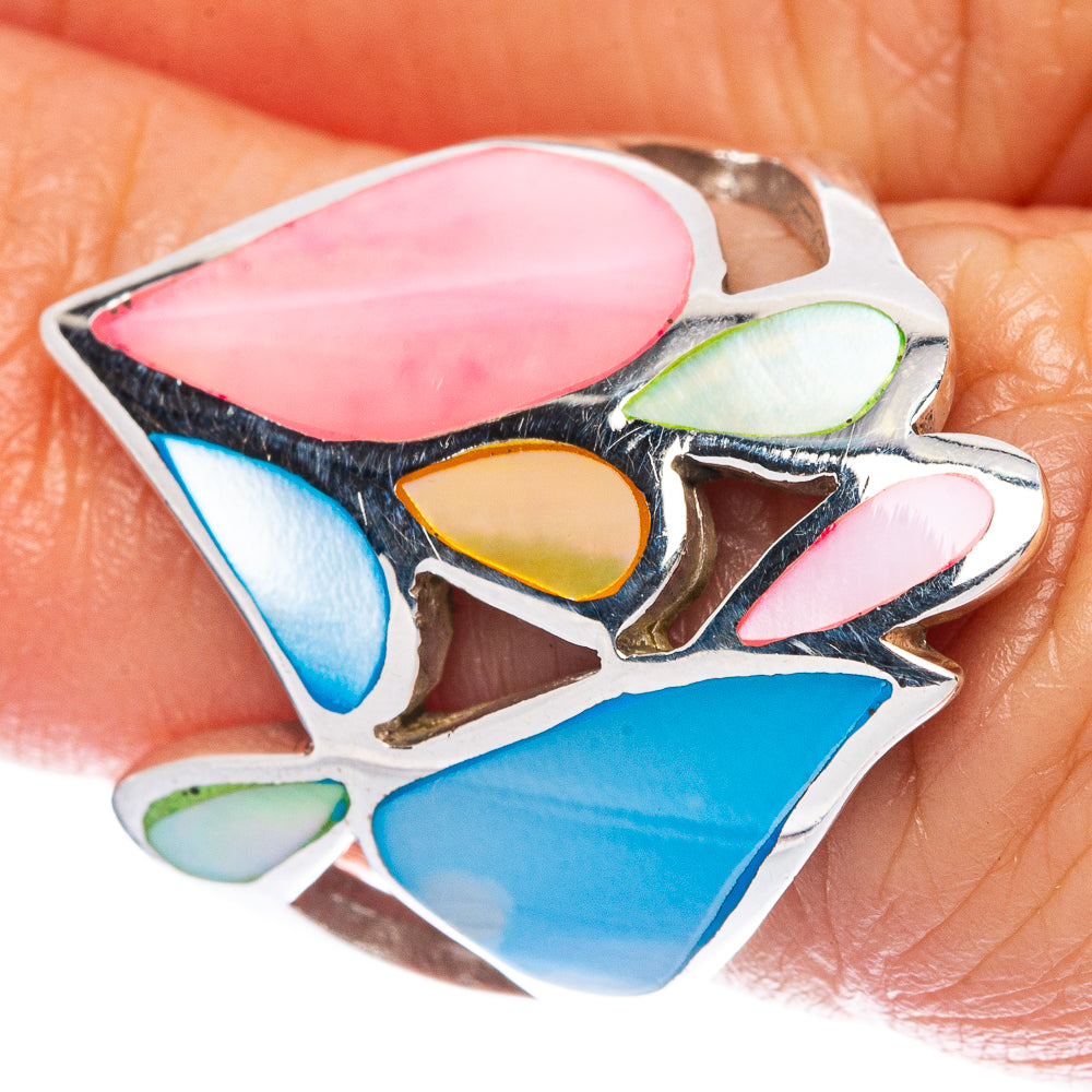 Mother Of Pearl Inlay Ring Size 5.75 (925 Sterling Silver) R2949