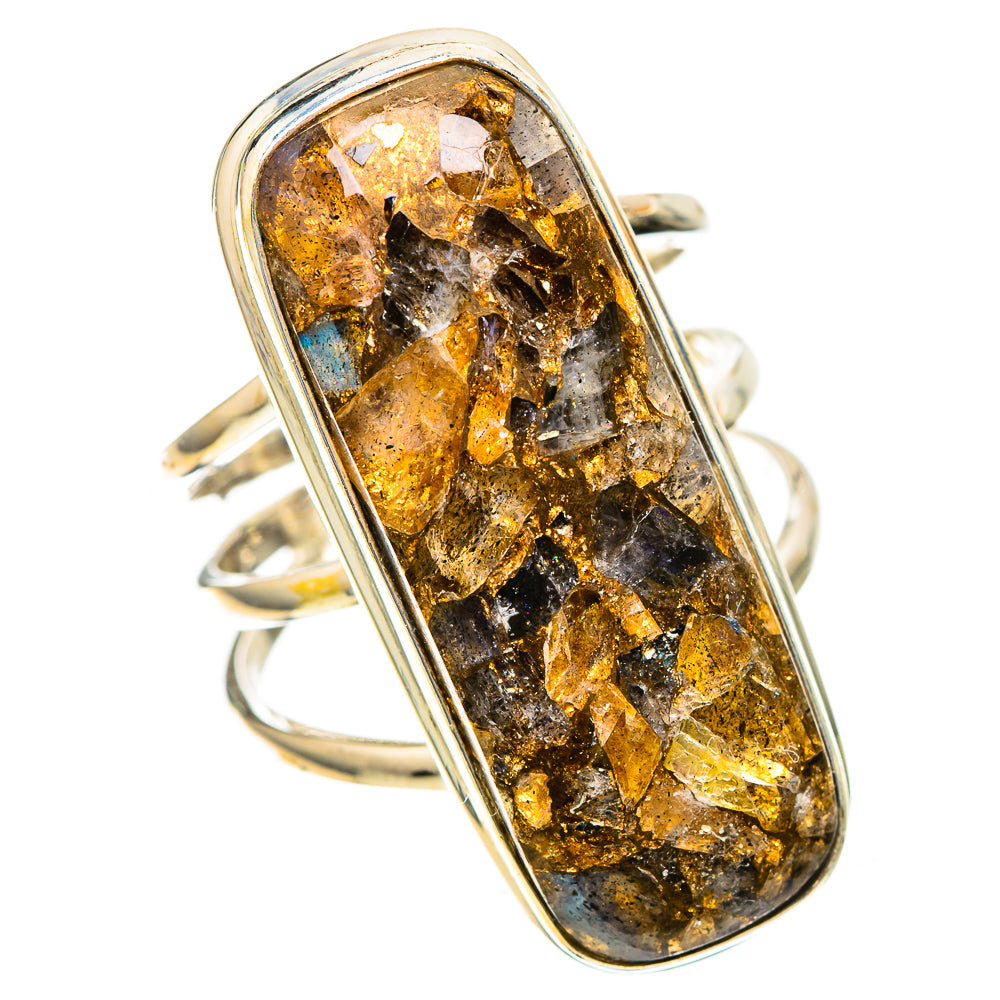 Large Brecciated Labradorite Ring Size 8.5 (925 Sterling Silver) RING137940