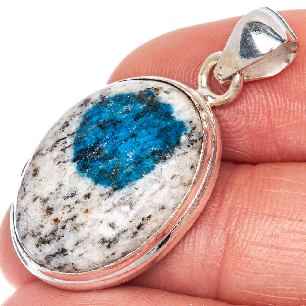 K2 Blue Azurite Pendant 1 3/8" (925 Sterling Silver) P40826
