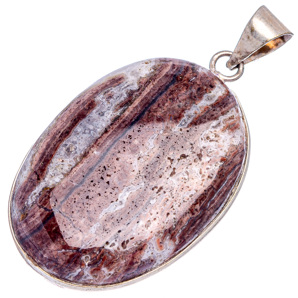 Laguna Lace Agate Pendant 2 1/8" (Silver Plated)