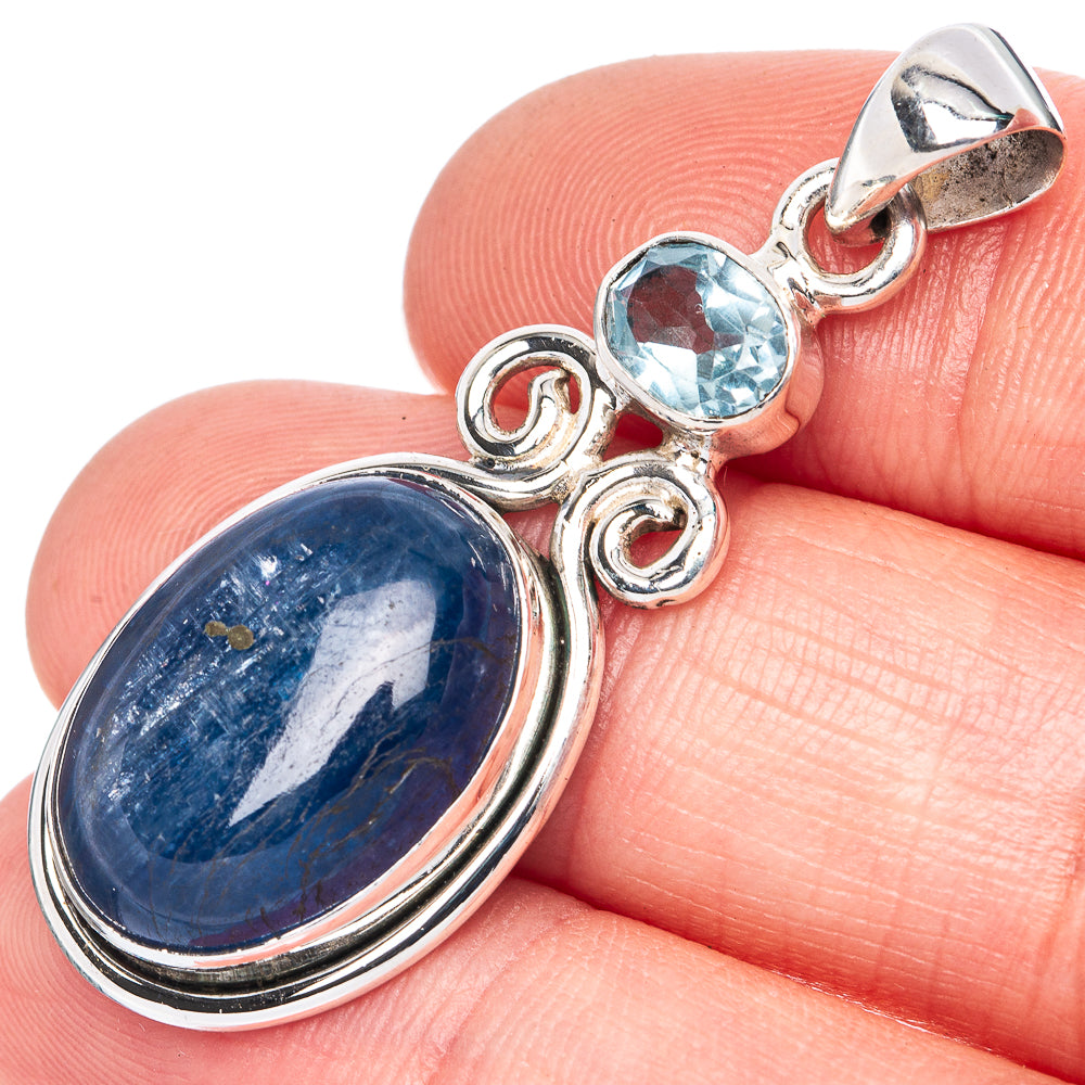 Kyanite, Blue Topaz Pendant 1 3/4" (925 Sterling Silver) P41466