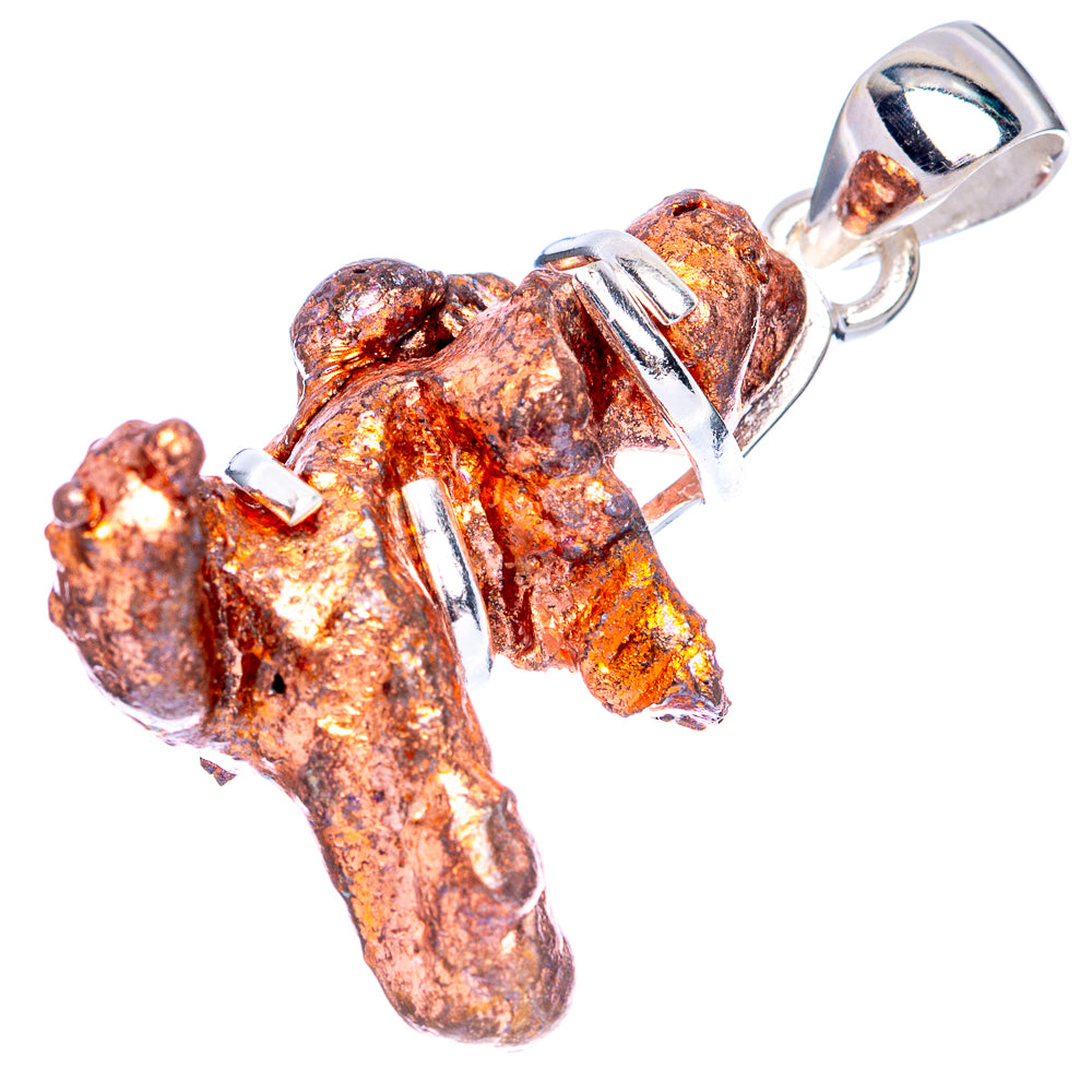 Raw Copper Nugget Pendant 1 1/2" (925 Sterling Silver) P41538