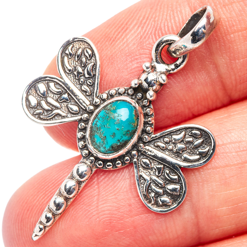Chrysocolla Dragonfly Pendant 1 3/8" (.925 Sterling Silver)