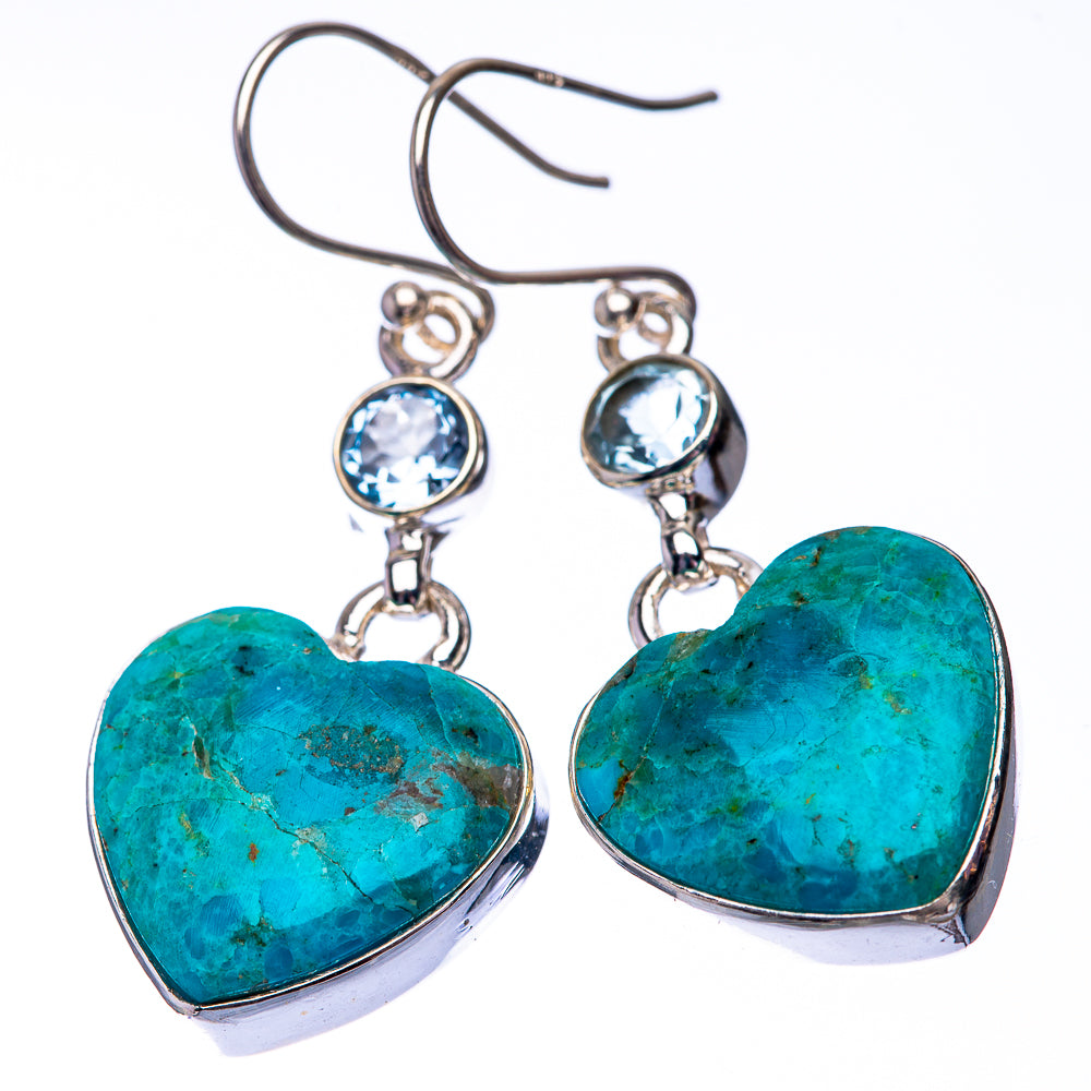 Chrysocolla, Blue Topaz 925 Sterling Silver Earrings 1 5/8" (925 Sterling Silver) EARR432225