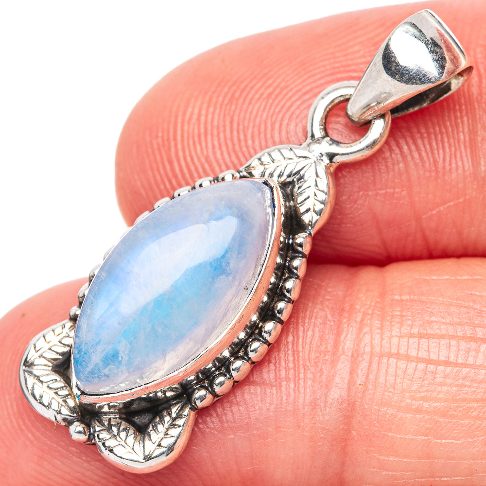 Rainbow Moonstone Pendant 1 1/4" (925 Sterling Silver) P42478