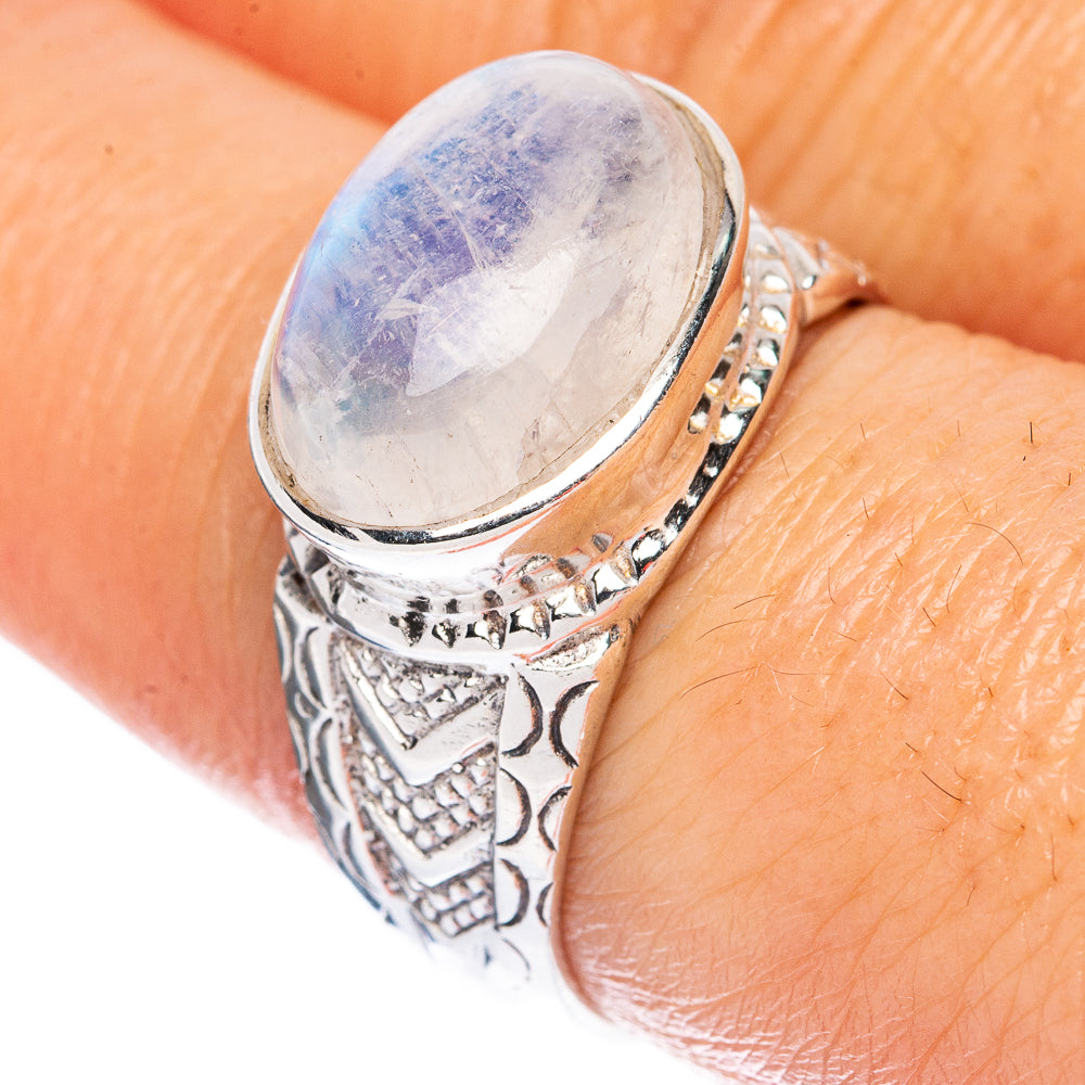 Rainbow Moonstone Ring Size 8.25 (925 Sterling Silver) R2817