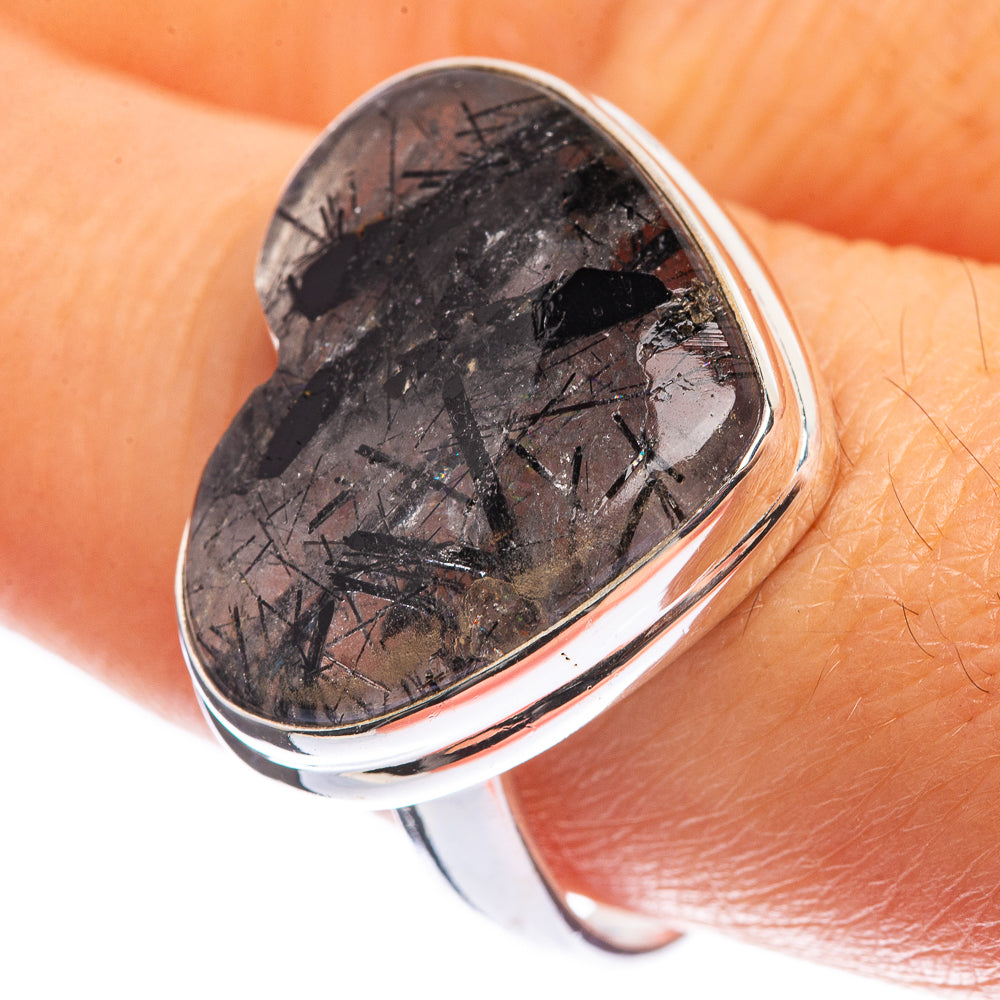 Tourmalinated Quartz 925 Sterling Silver Ring Size 9