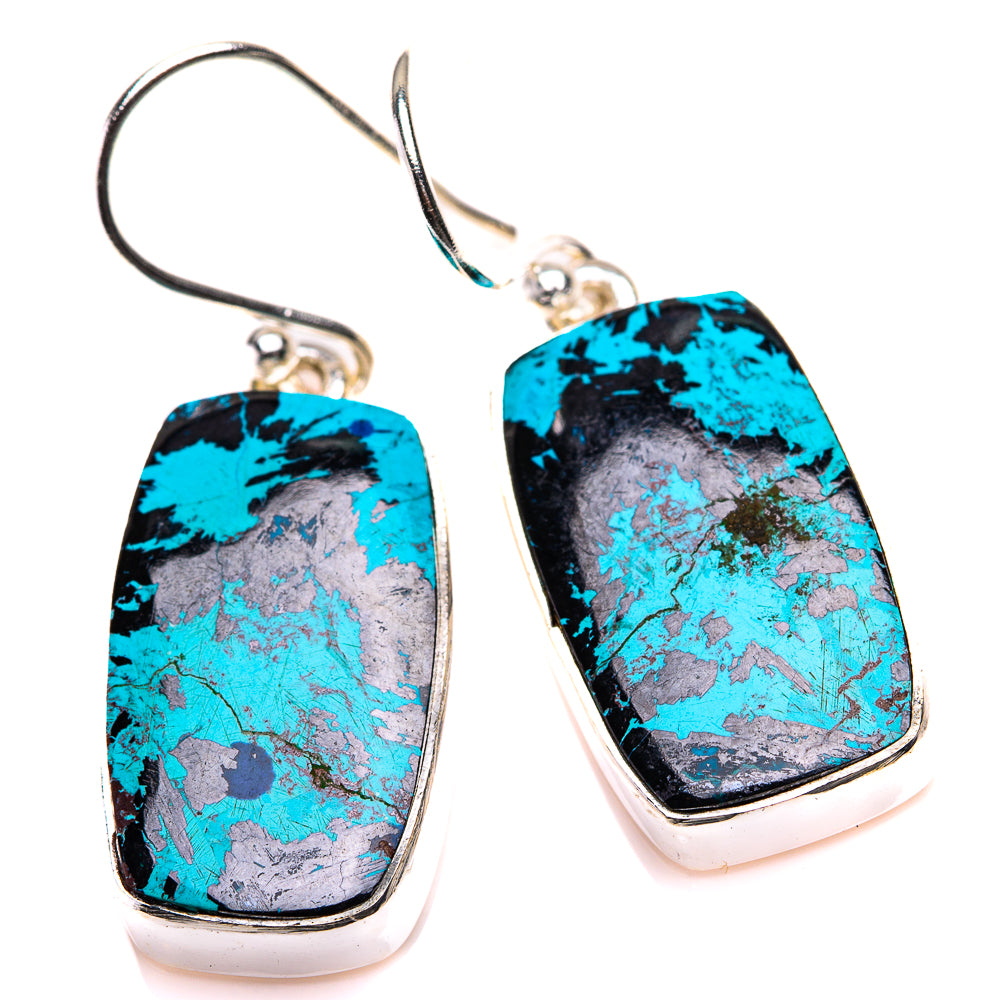 Shattuckite Earrings 1 3/8" (925 Sterling Silver) EARR432150