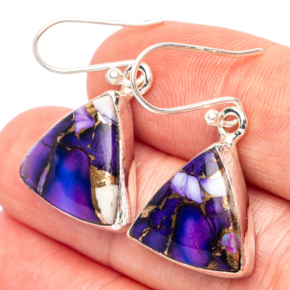 Purple Copper Composite Turquoise Earrings 1 1/4" (925 Sterling Silver) E2585