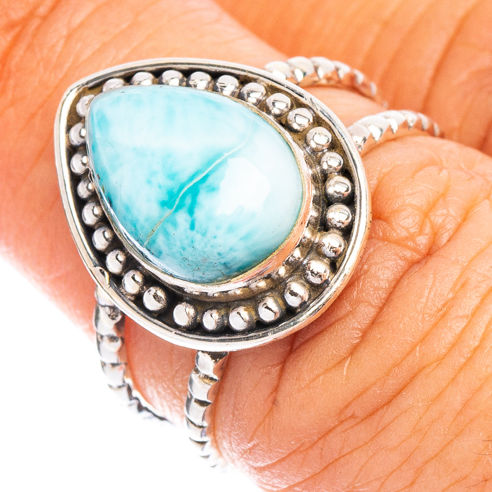 Rare Larimar Ring Size 6.5 (925 Sterling Silver) R7880