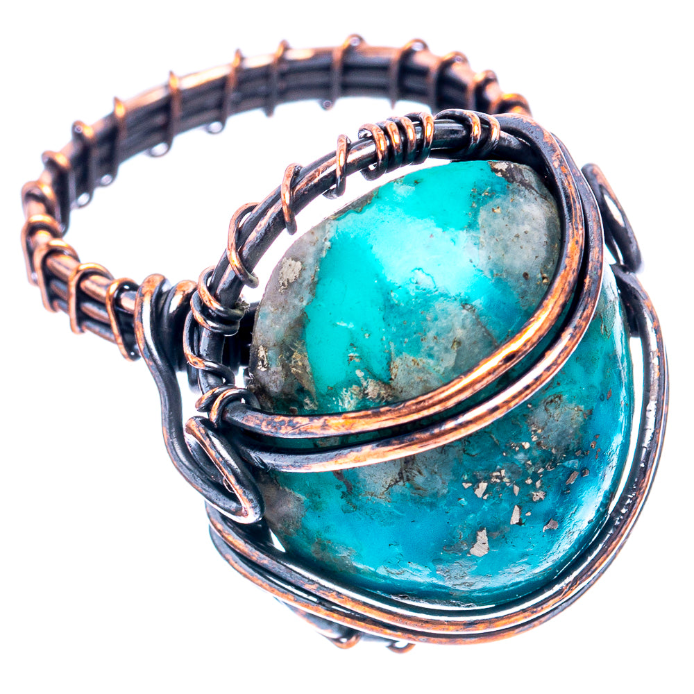 Turquoise Wire Wrap Ring Size 9.75 (Oxidized Copper)