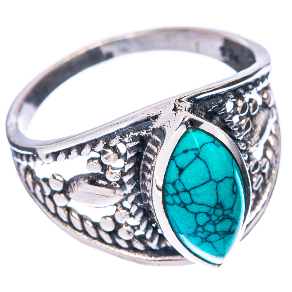 Tibetan Turquoise Dainty Ring Size 7.75 (925 Sterling Silver) R5963