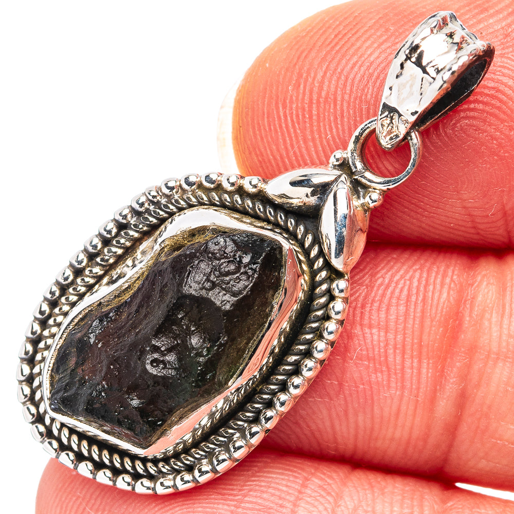 Rare Moldavite Pendant 1 3/8" (.925 Sterling Silver)