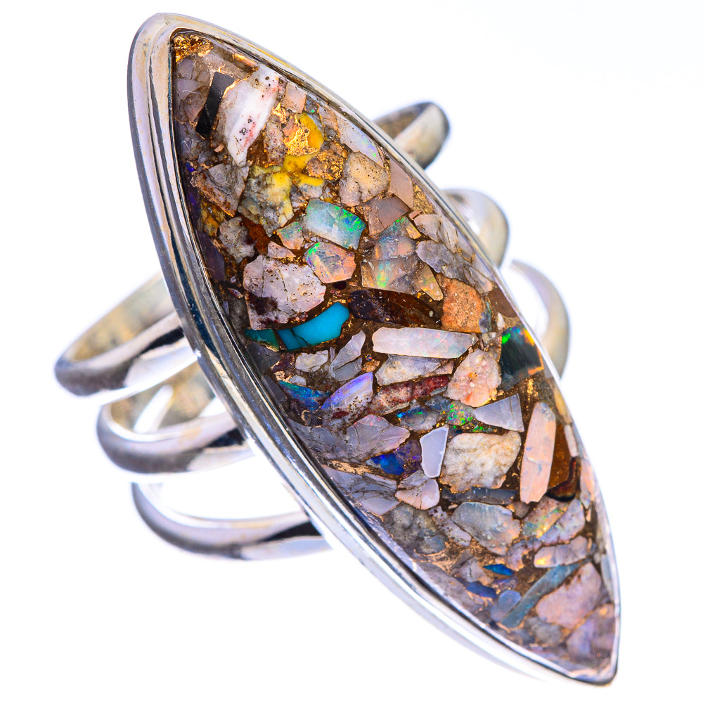 Large Copper Composite Rainbow Moonstone Ring Size 7 (925 Sterling Silver) R143179