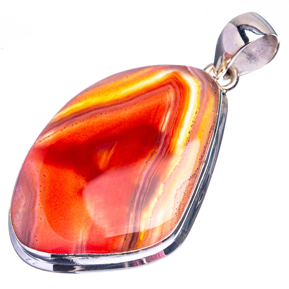 Red Botswana Agate Pendant 2 1/8" (925 Sterling Silver) P38870