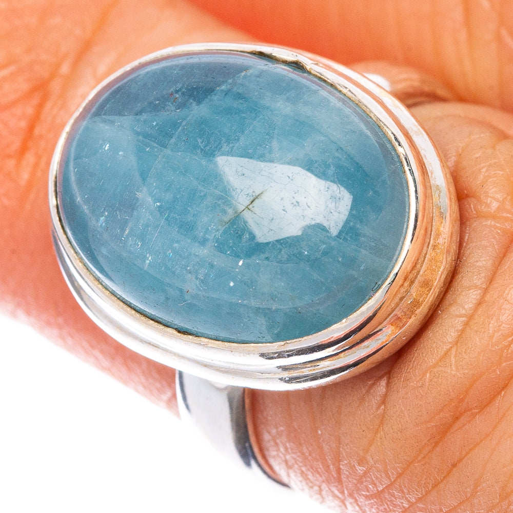Natural Aquamarine Ring Size 5.75 (925 Sterling Silver) R1584