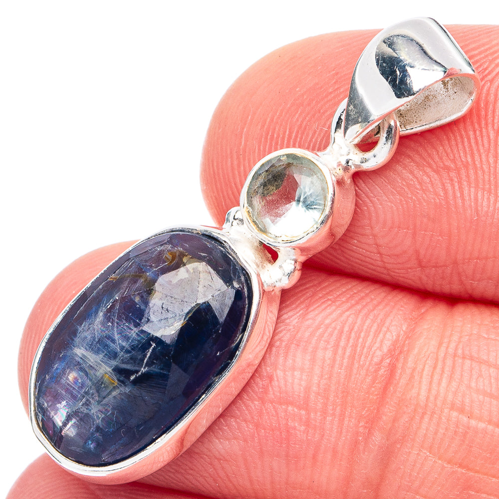 Kyanite, Blue Topaz Pendant 1 3/8" (925 Sterling Silver) P45415