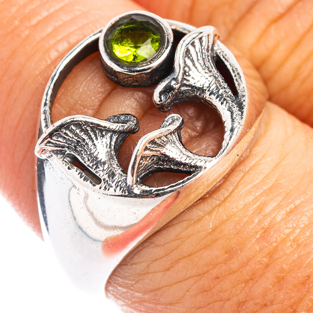 Peridot Mushroom Dainty Ring Size 7.75 (.925 Sterling Silver)
