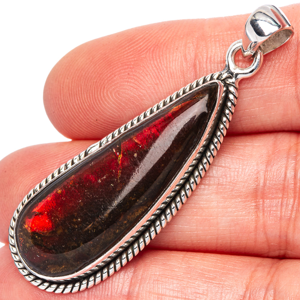 Rare Ammolite Pendant 2" (925 Sterling Silver) P41677