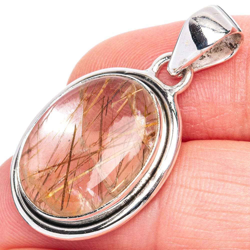 Rutilated Quartz Pendant 1 3/8" (925 Sterling Silver) P41966