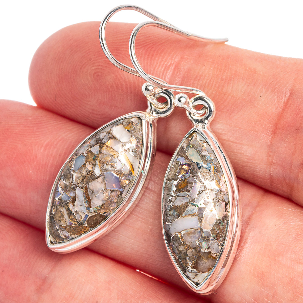 Brecciated Ethiopian Opal Earrings 1 1/2" (925 Sterling Silver) E433014